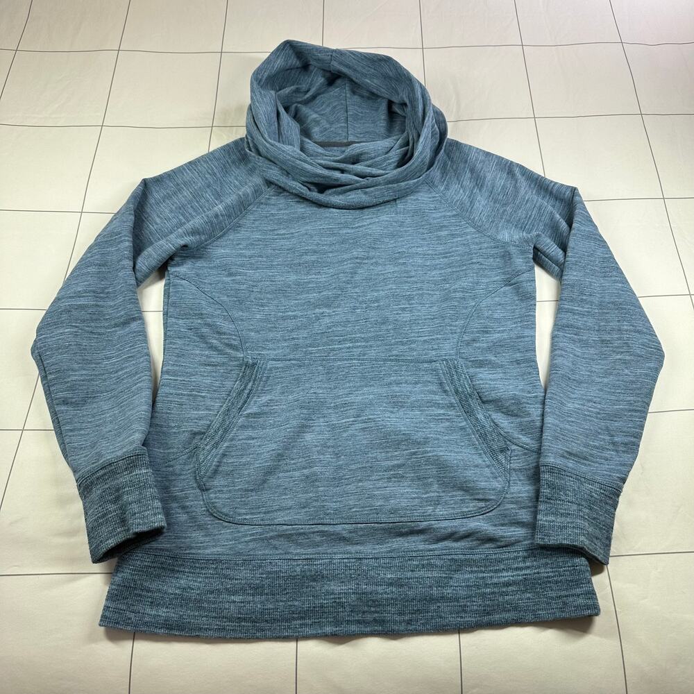 L.L.Bean Sweatshirt Womens Medium Blue Cowl Neck Pullover Travel Camp Athletic